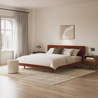Tessu King Low Profile Velvet Bed - Hale Rust
