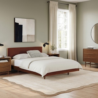 Tessu Queen Low Profile Velvet Bed - Hale Rust