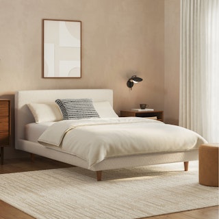 Tessu Full Low Profile Upholstered Bed - Ivory Wool Bouclé