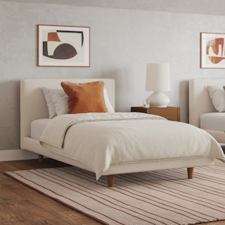 Tessu Twin Low Profile Upholstered Bed - Ivory Wool Bouclé