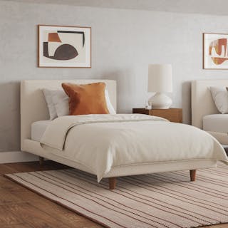 Tessu Twin Low Profile Upholstered Bed - Ivory Wool Bouclé