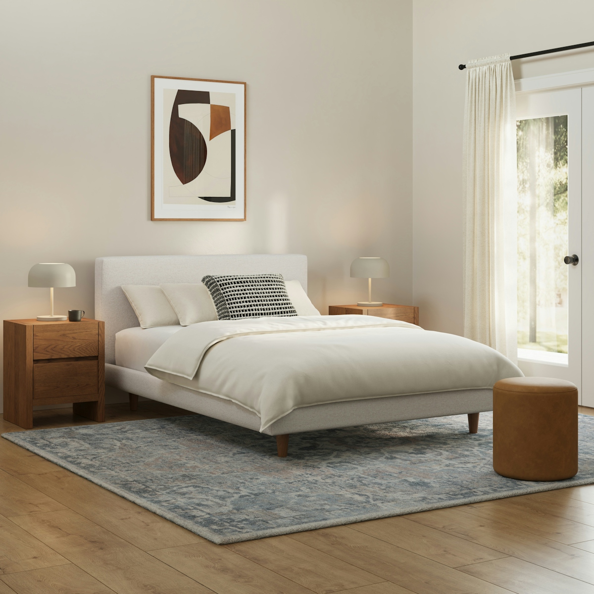 Tessu Napa White Upholstered Full Low Profile Upholstered Bed | Article