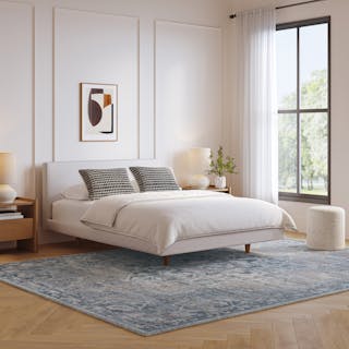 Tessu Queen Low Profile Upholstered Bed - Napa White