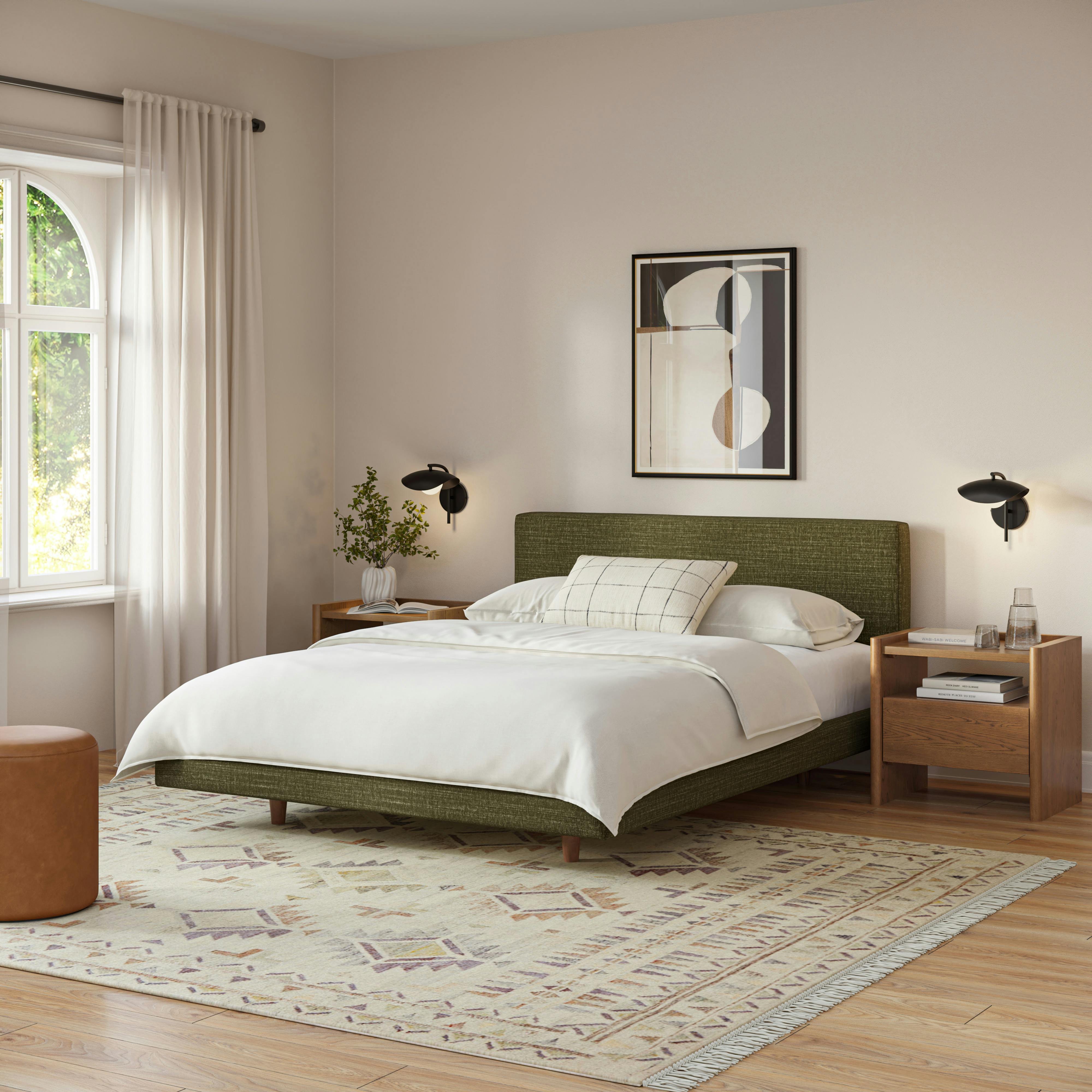 Tessu Napa Moss Upholstered Queen Low Profile Upholstered Bed