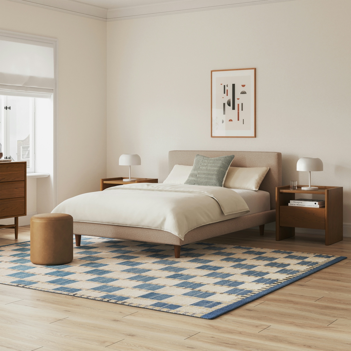 Tessu Sandstone Wool Bouclé Upholstered Full Low Profile Upholstered ...