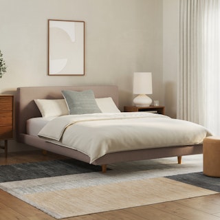 Tessu Queen Low Profile Upholstered Bed - Sandstone Wool Bouclé