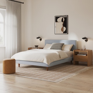 Tessu Full Low Profile Upholstered Bed - Silver Light Blue