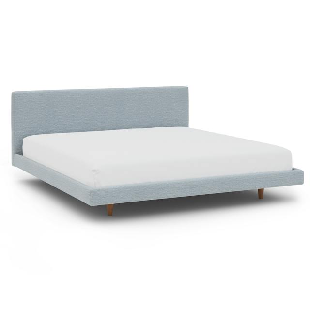 Tessu Silver Light Blue Upholstered King Low Profile Upholstered Bed ...