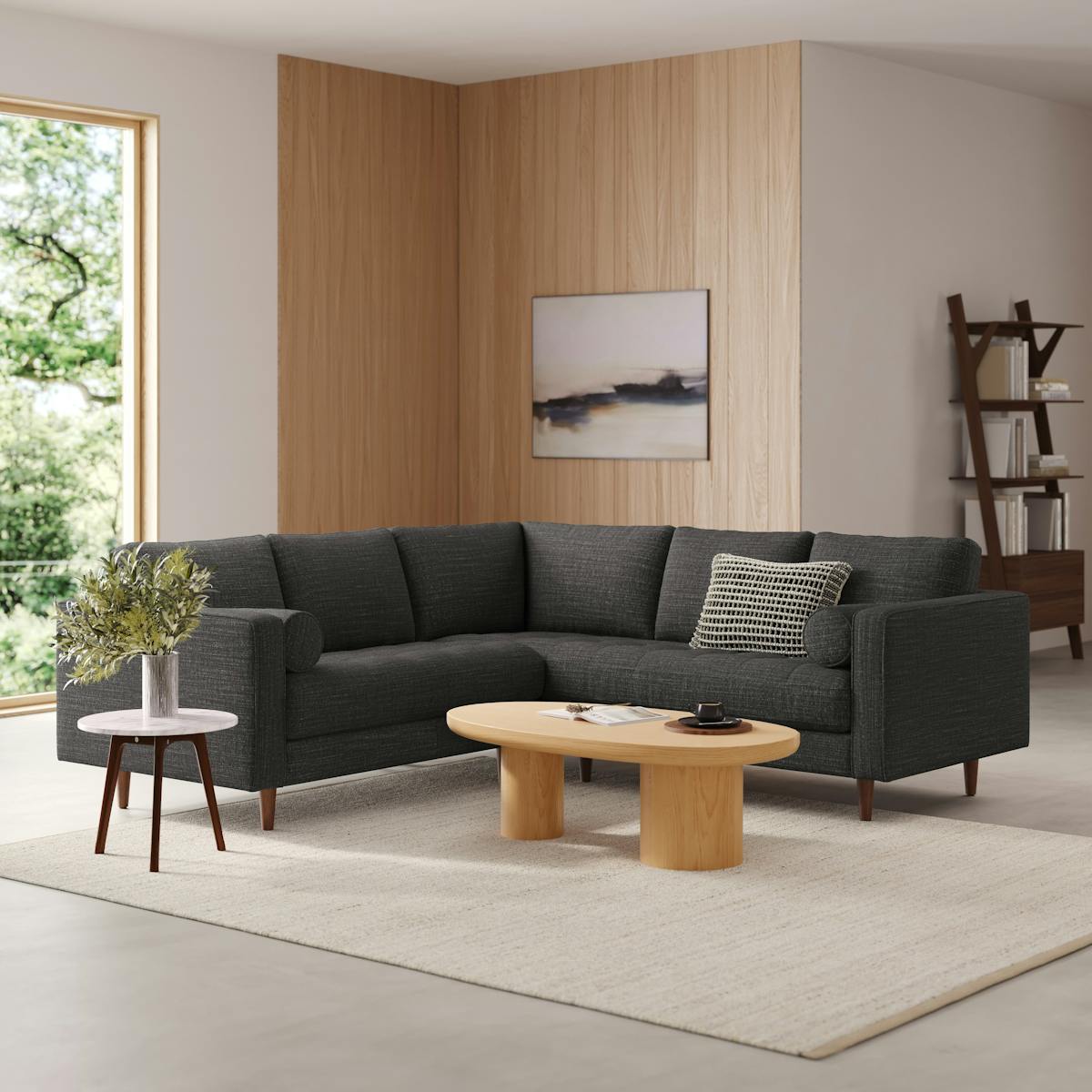 Sven Napa Charcoal Tufted Small Corner Sectional Sofa | Article