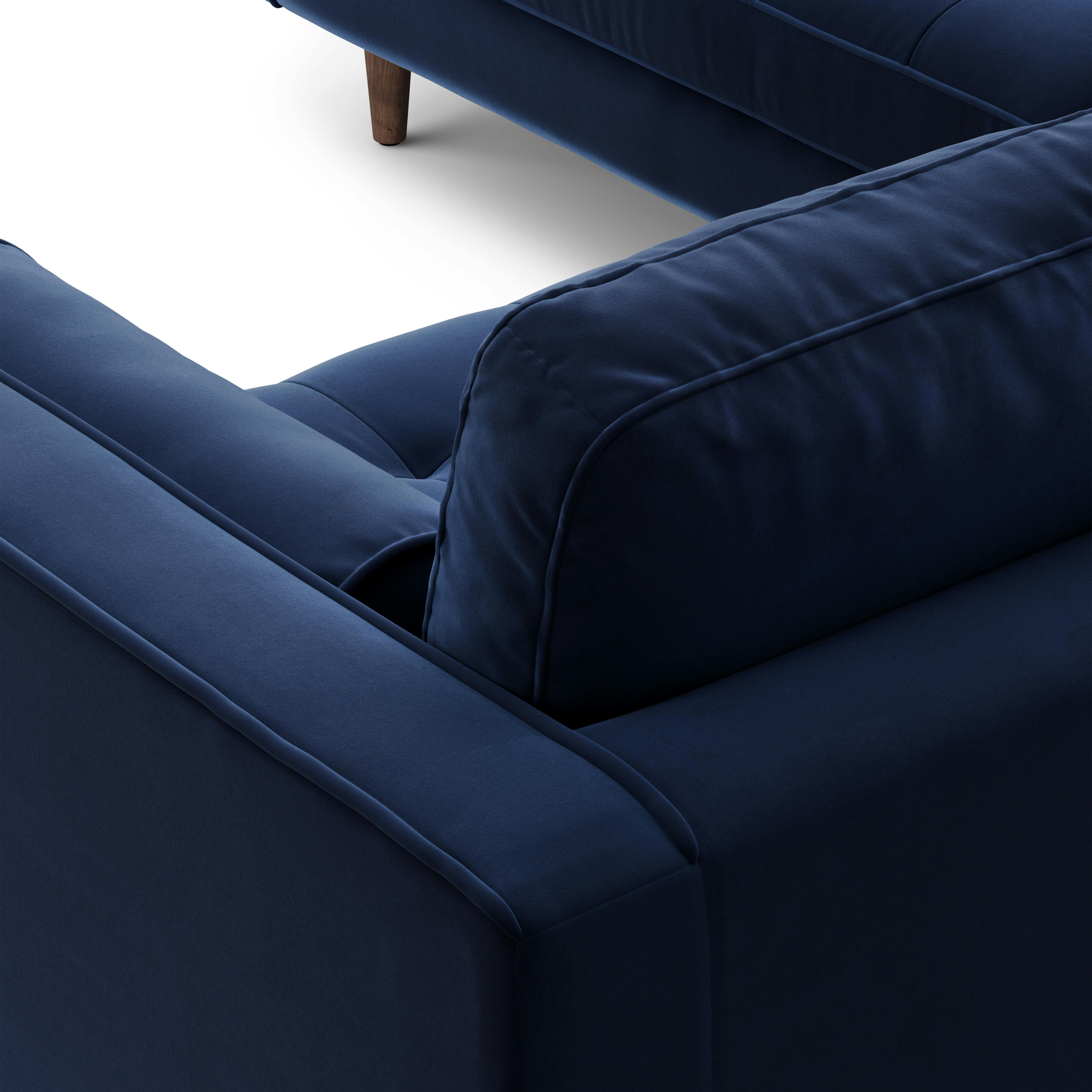 Sven Plush Cascadia Blue Tufted Velvet Small Corner Sectional Sofa