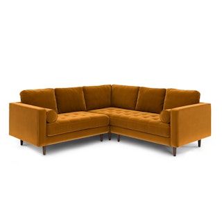Sven 91" Velvet Tufted Corner Sectional - Plush Pacific Ginger
