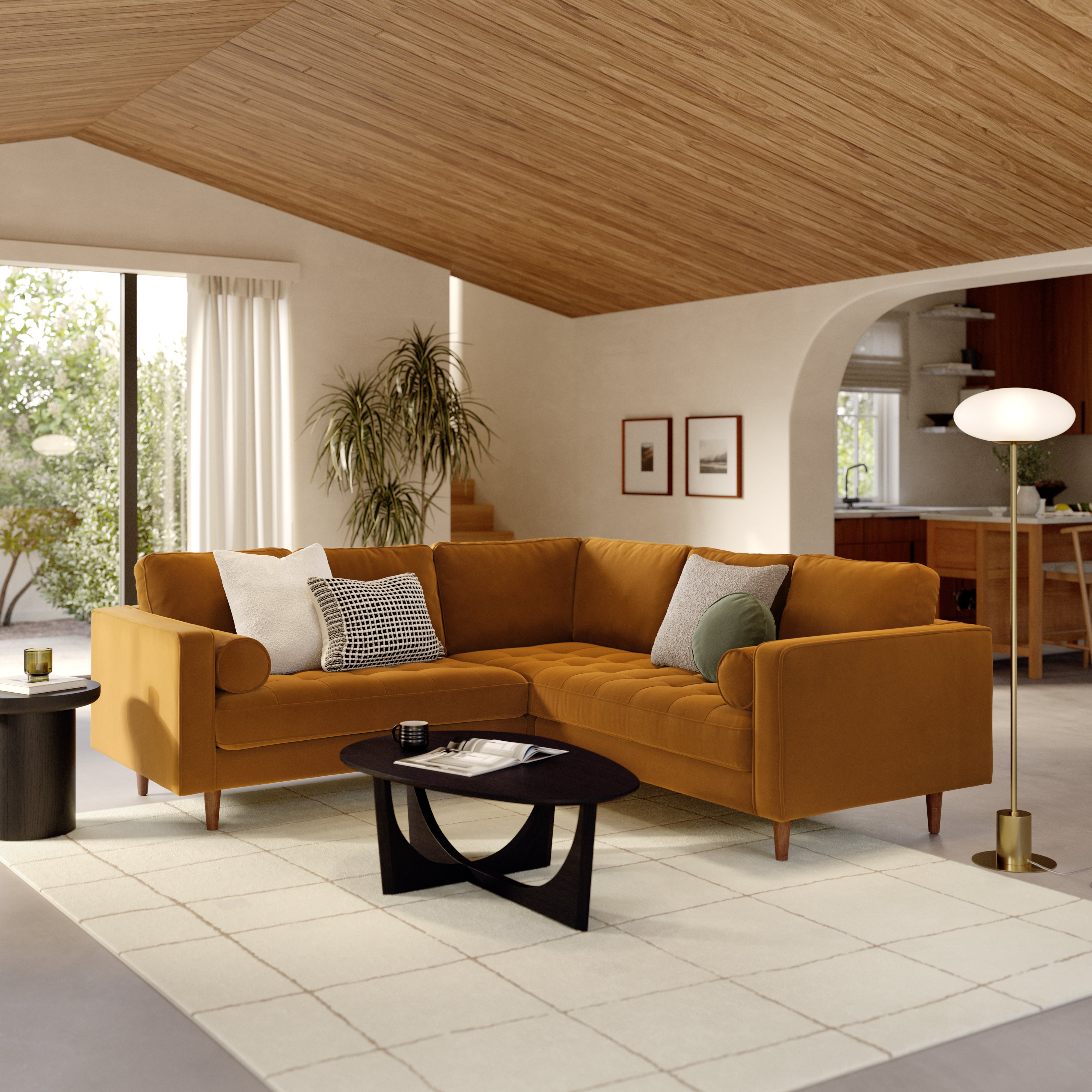 Sven 107" Tufted Leather Corner Sectional