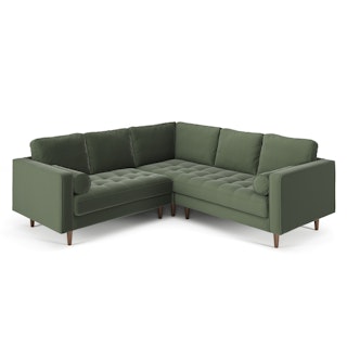 Sven 91" Velvet Tufted Corner Sectional - Plush Pacific Green