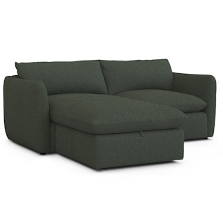 Leigh 86" Reversible Storage Sectional - Green Wool Bouclé