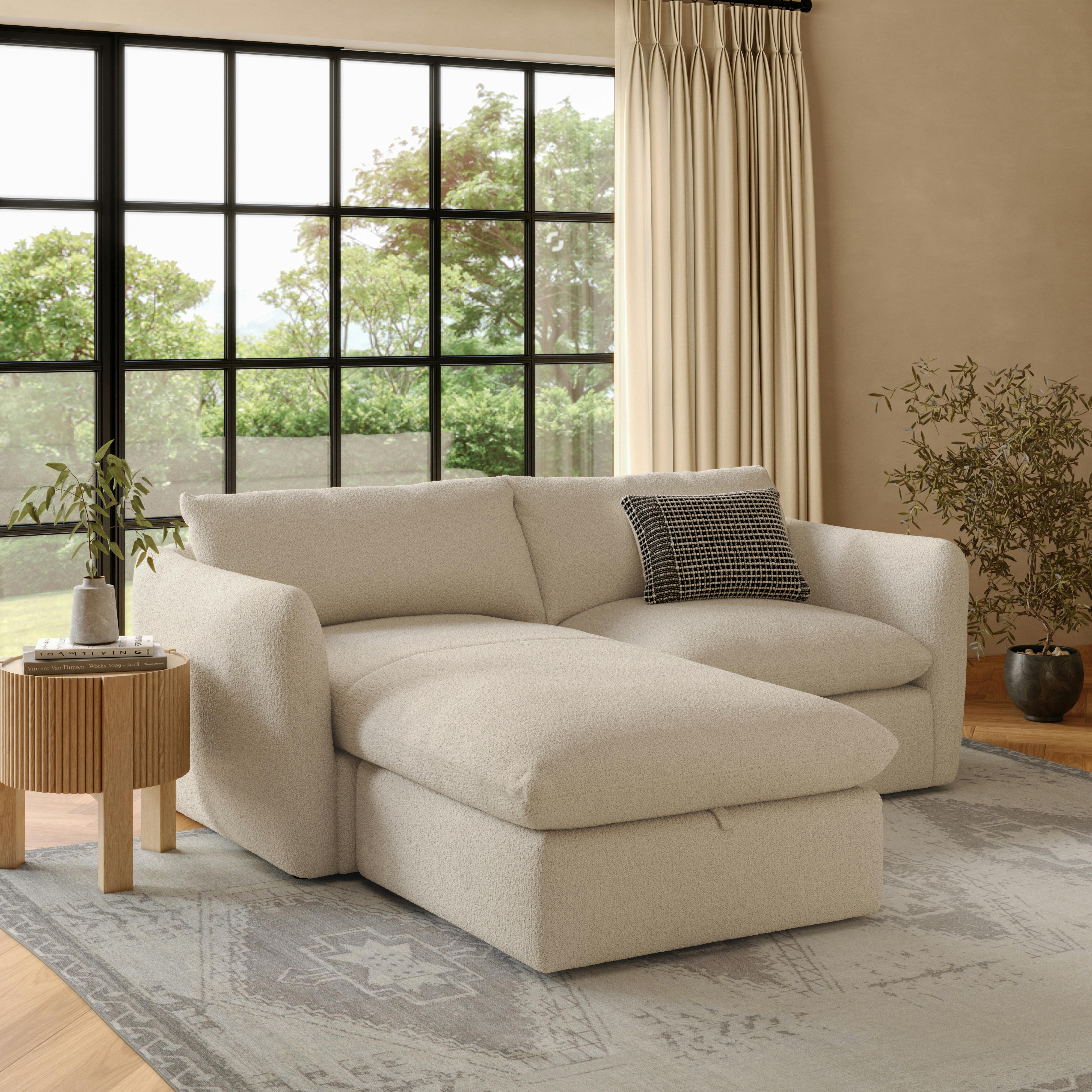Leigh Ivory Wool Bouclé Reversible Storage Sectional | Article