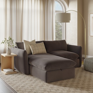 Leigh 86" Velvet Reversible Storage Sectional - Hale Warm Gray