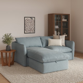 Leigh 83" Reversible Storage Sectional - Silver Light Blue