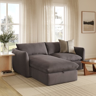Leigh 86" Velvet Reversible Sleeper Storage Sectional - Hale Warm Gray