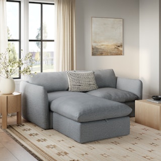 Leigh 86" Reversible Sleeper Storage Sectional - Silver Light Blue