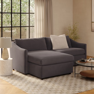 Landry 84.5" Velvet Reversible Storage Sectional - Hale Warm Gray