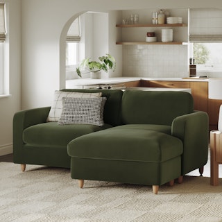 Vati 80" Velvet Right Storage Sectional -  Hale Fir Green