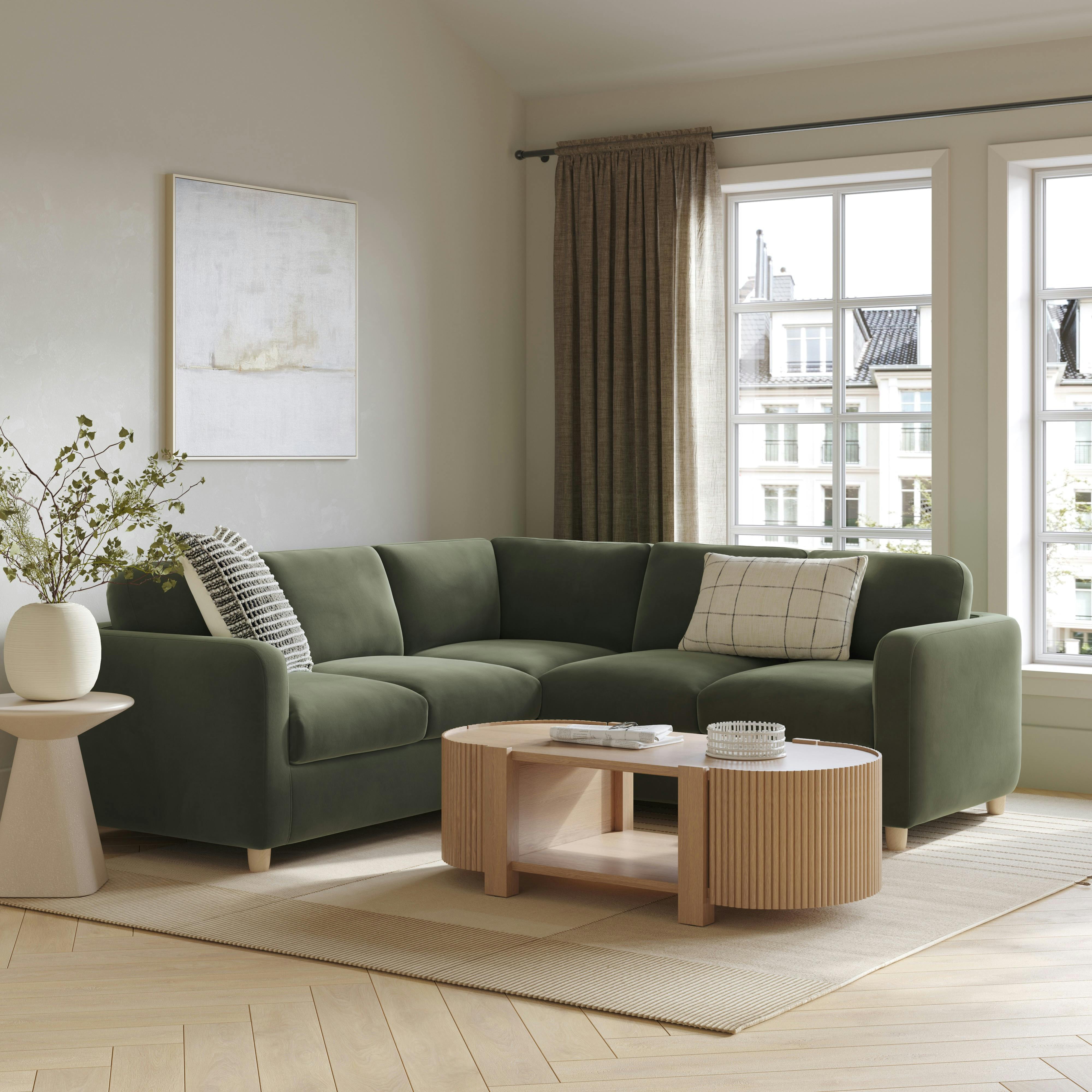 Vati Hale Fir Green Velvet Corner Sectional Sofa | Article
