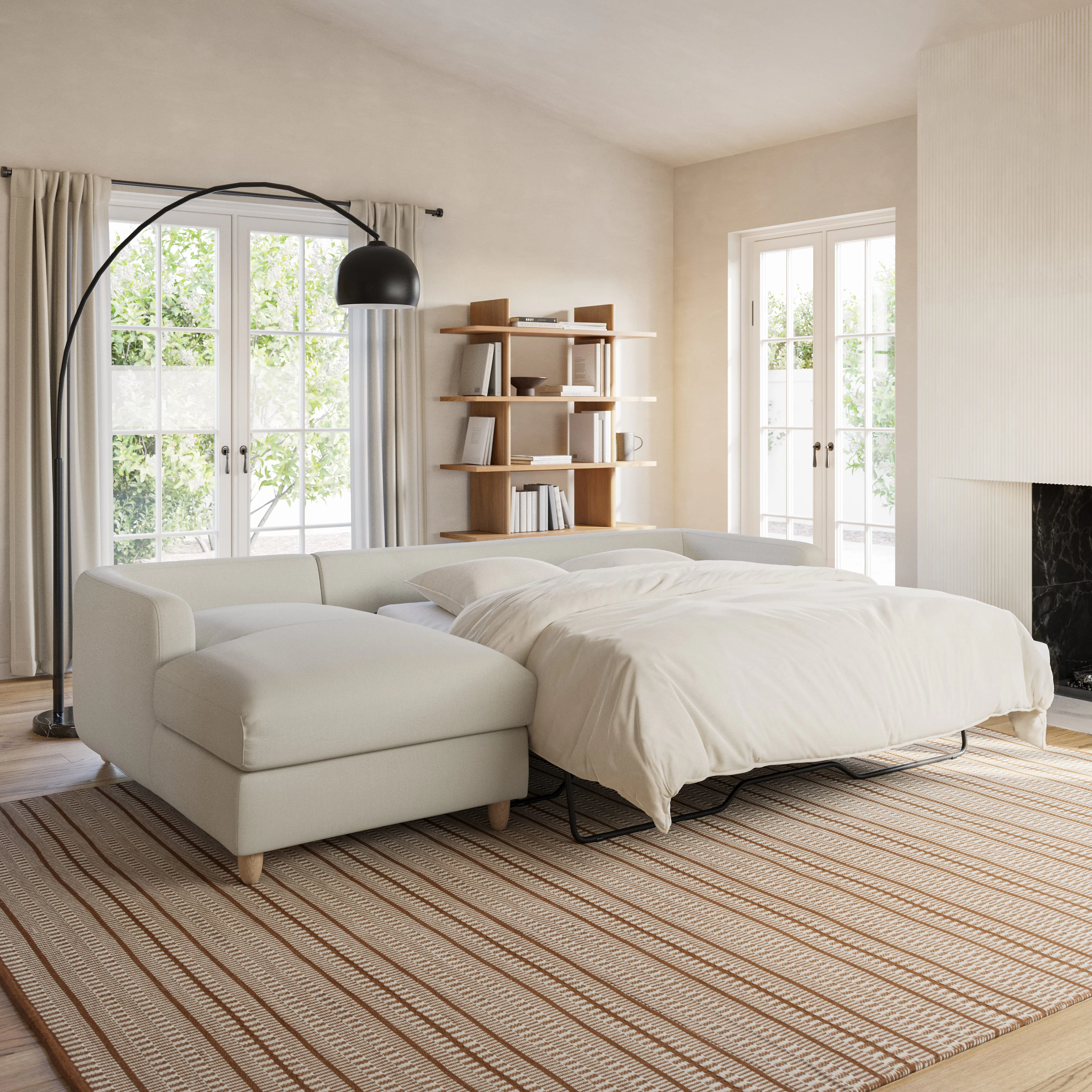 Vati 98.5" Left Storage Sleeper Sectional - Buckler Ivory