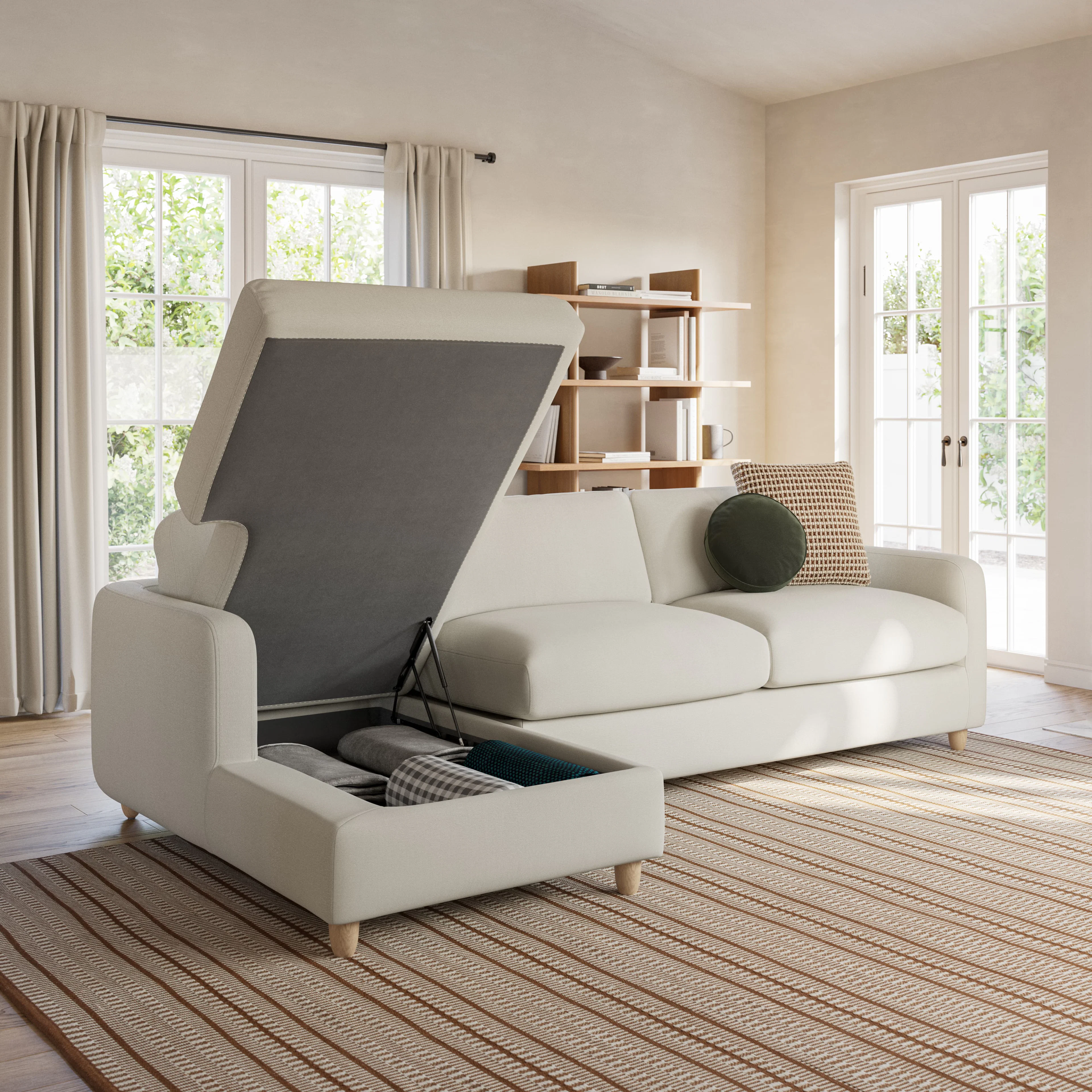 Vati 98.5" Left Storage Sleeper Sectional - Buckler Ivory