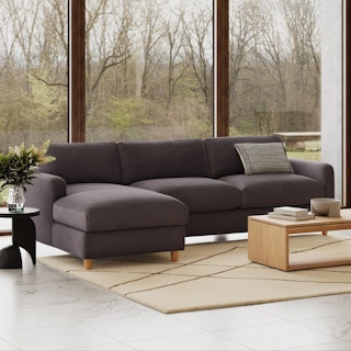 Vati 114" Velvet Left Storage Sleeper Sectional  - Hale Warm Gray