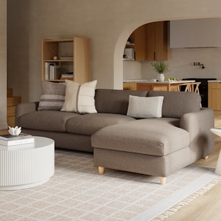 Vati 114" Right Storage Sleeper Sectional - Natural Oak and Buckler Brown