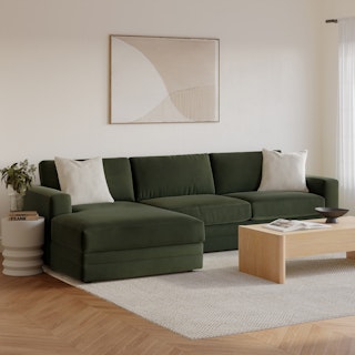 Riley 118" Velvet Left Storage Sleeper Sectional - Hale Fir Green