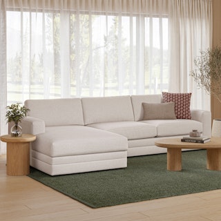 Riley 118" Left Storage Sleeper Sectional - Napa White