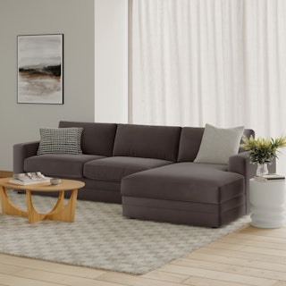 Riley 118" Velvet Right Storage Sleeper Sectional - Hale Warm Gray