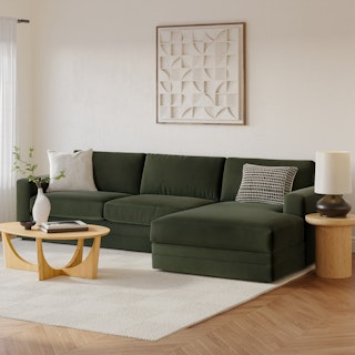 Riley 118" Velvet Right Storage Sleeper Sectional - Hale Fir Green