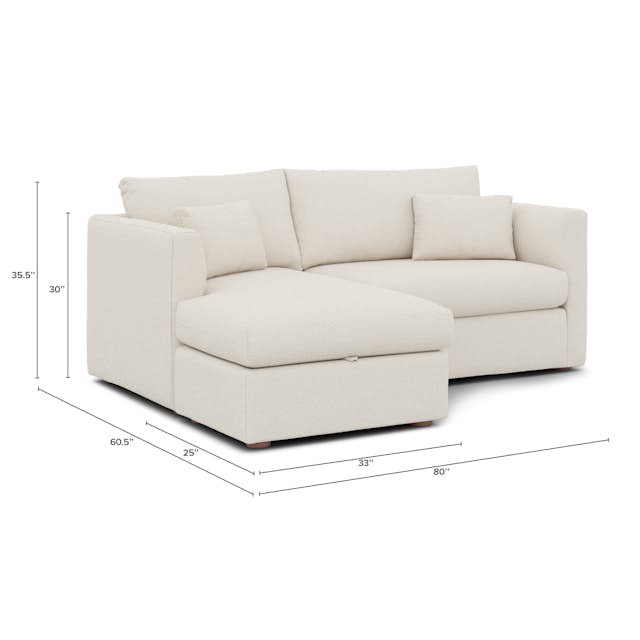 Marina 80" Reversible Storage Sectional in Ivory Wool