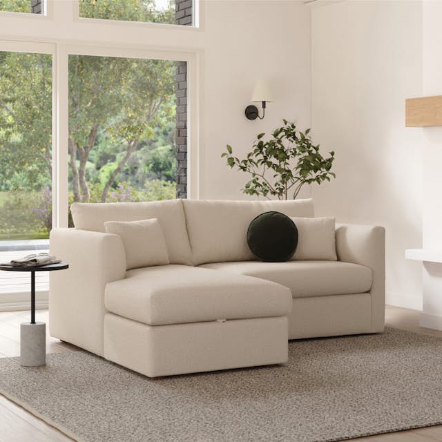 Marina 80" Reversible Storage Sectional in Ivory Wool