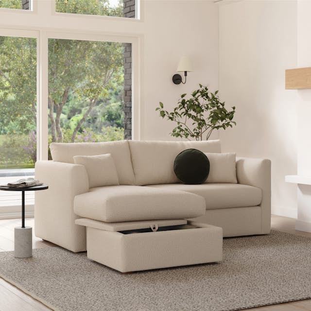 Marina 80" Reversible Storage Sectional in Ivory Wool