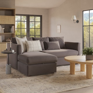 Marina 90" Velvet Reversible Storage Sectional - Hale Warm Gray