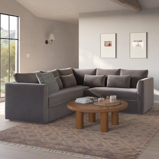 Marina 92" Velvet Corner Sectional - Hale Warm Gray