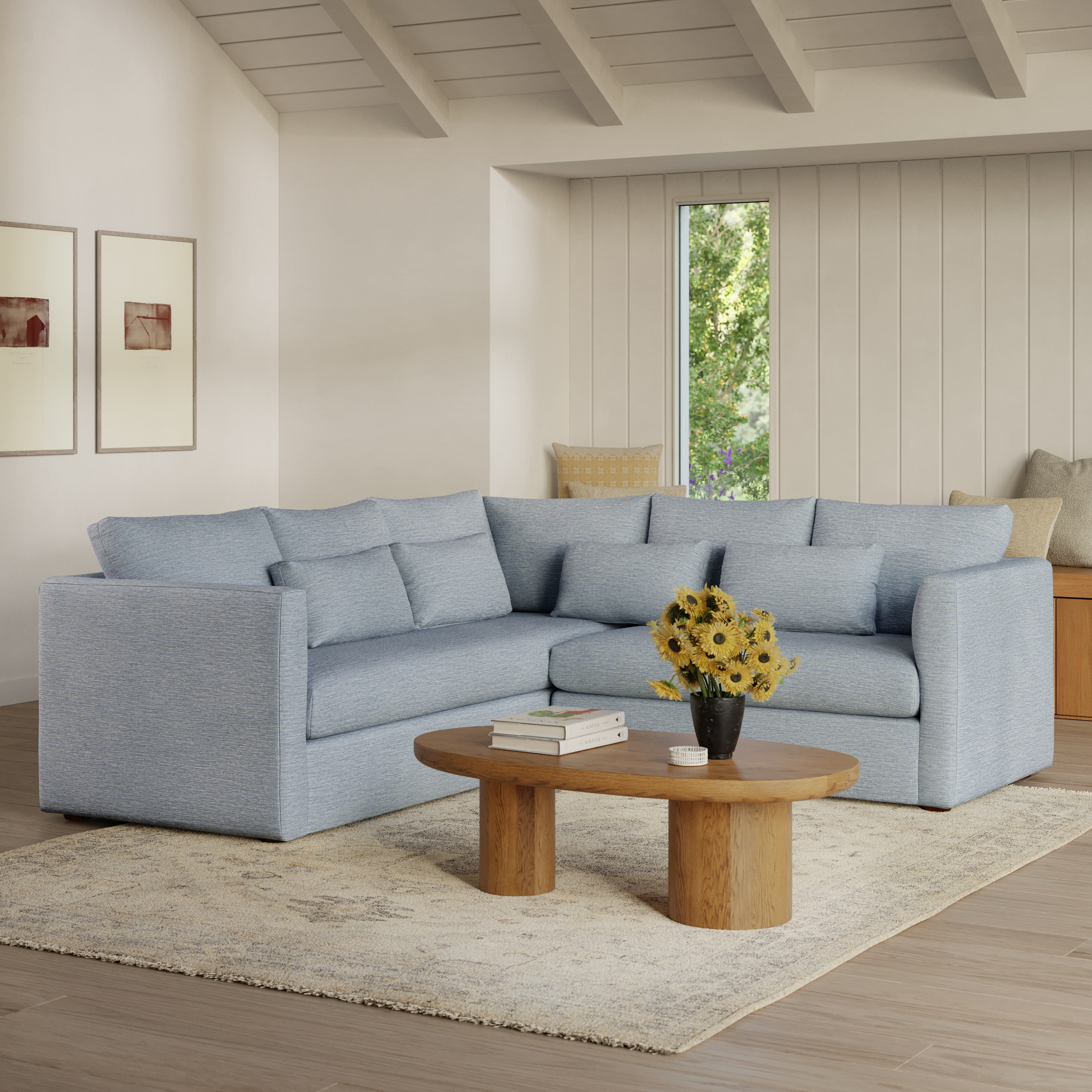 Marina Silver Light Blue Corner Sectional | Article