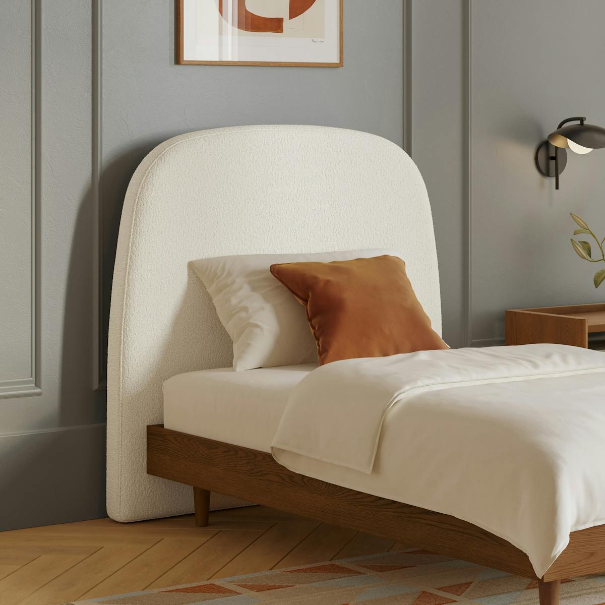 Kaleo Ivory Wool Bouclé Upholstered Twin Headboard | Article