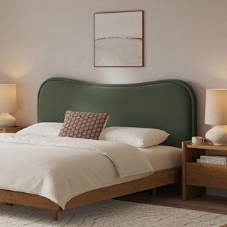 Makoa King Velvet Headboard - Plush Pacific Green