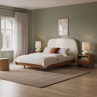 Kaleo Queen Headboard - Ivory Wool Bouclé