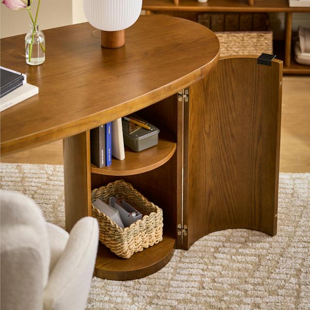 Baarlo Solid Smoked Oak Computer Desk w/ Storage Cabinet | Article