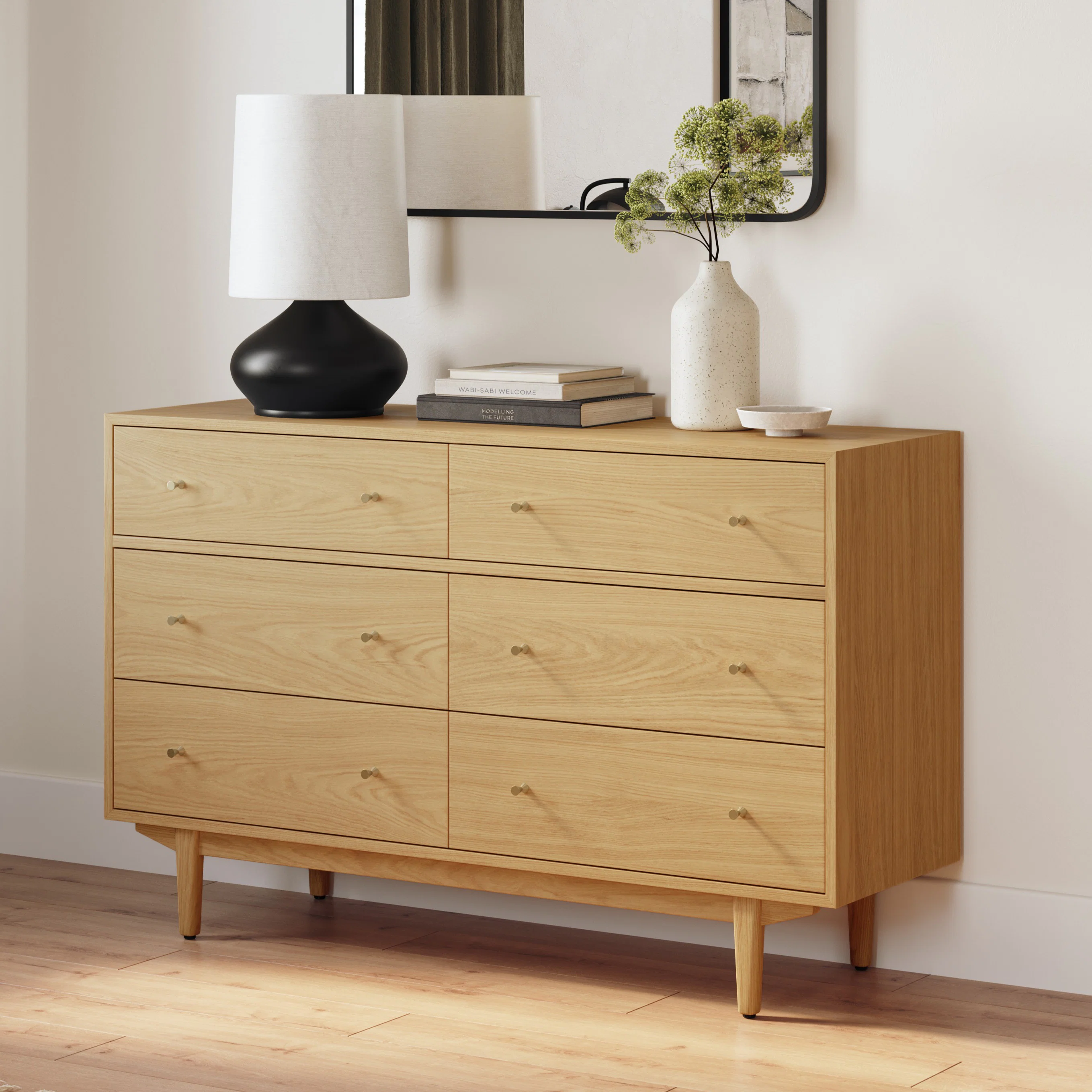 Cooper Natural Oak 6-Drawer Double Dresser - Modern Storage