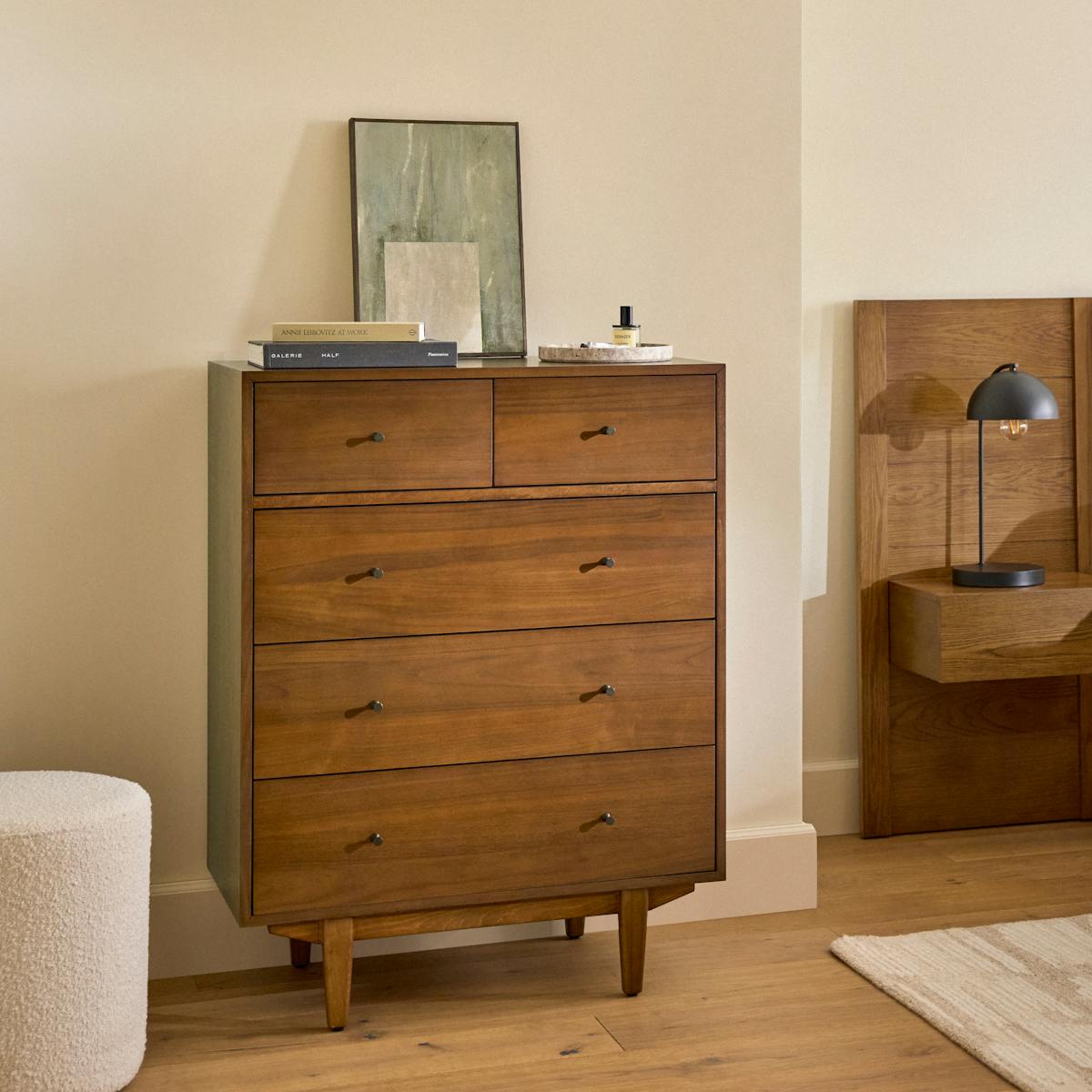Cooper Walnut 5-Drawer Tallboy Chest | Article Cooper Walnut 5-Drawer Tallboy Chest | Article