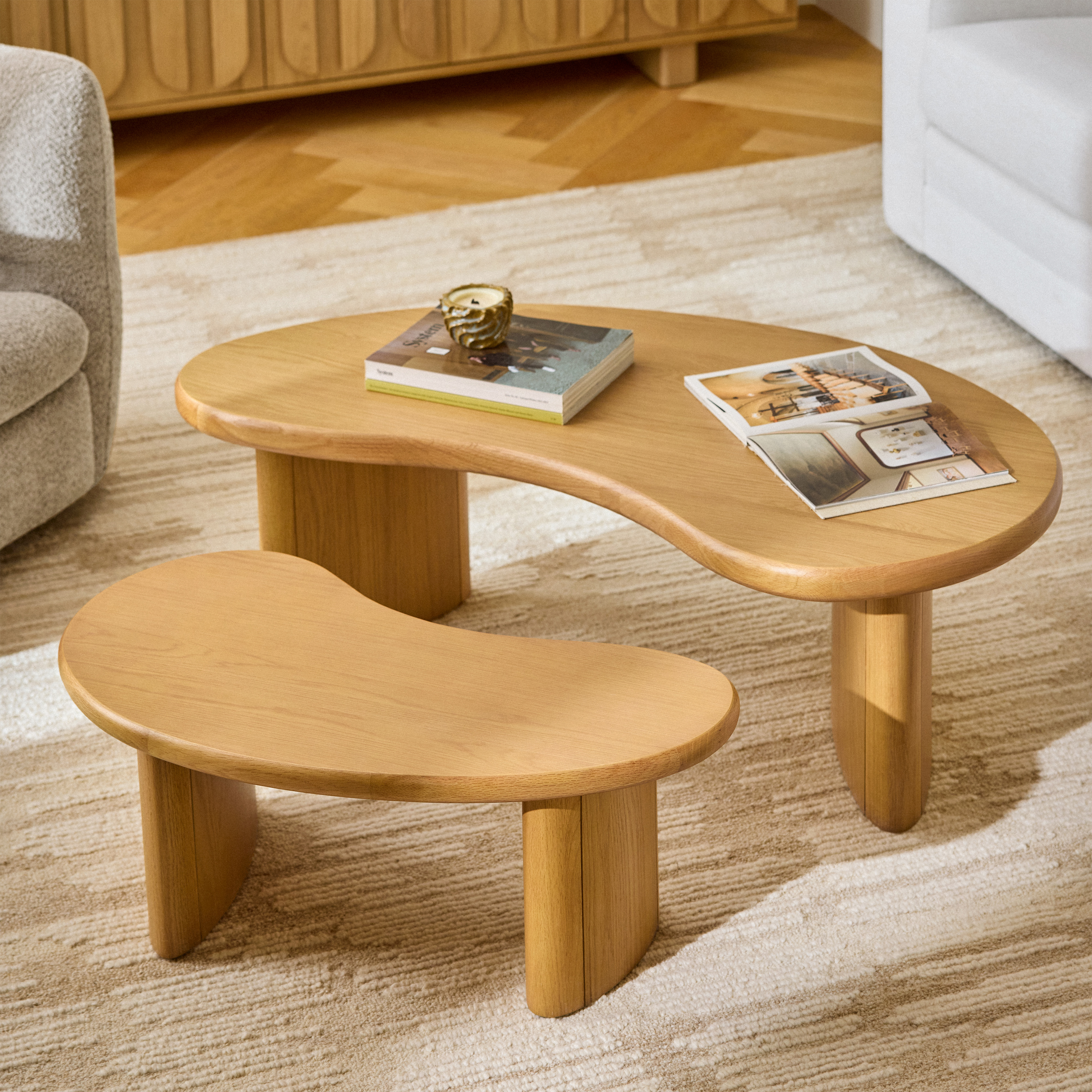 センターテーブル・ローテーブル and Drawer with Table Coffee Oval Wood Solid JESONVID Amazon.com: Table Bean Vintage 90's センターテーブル・ローテーブル