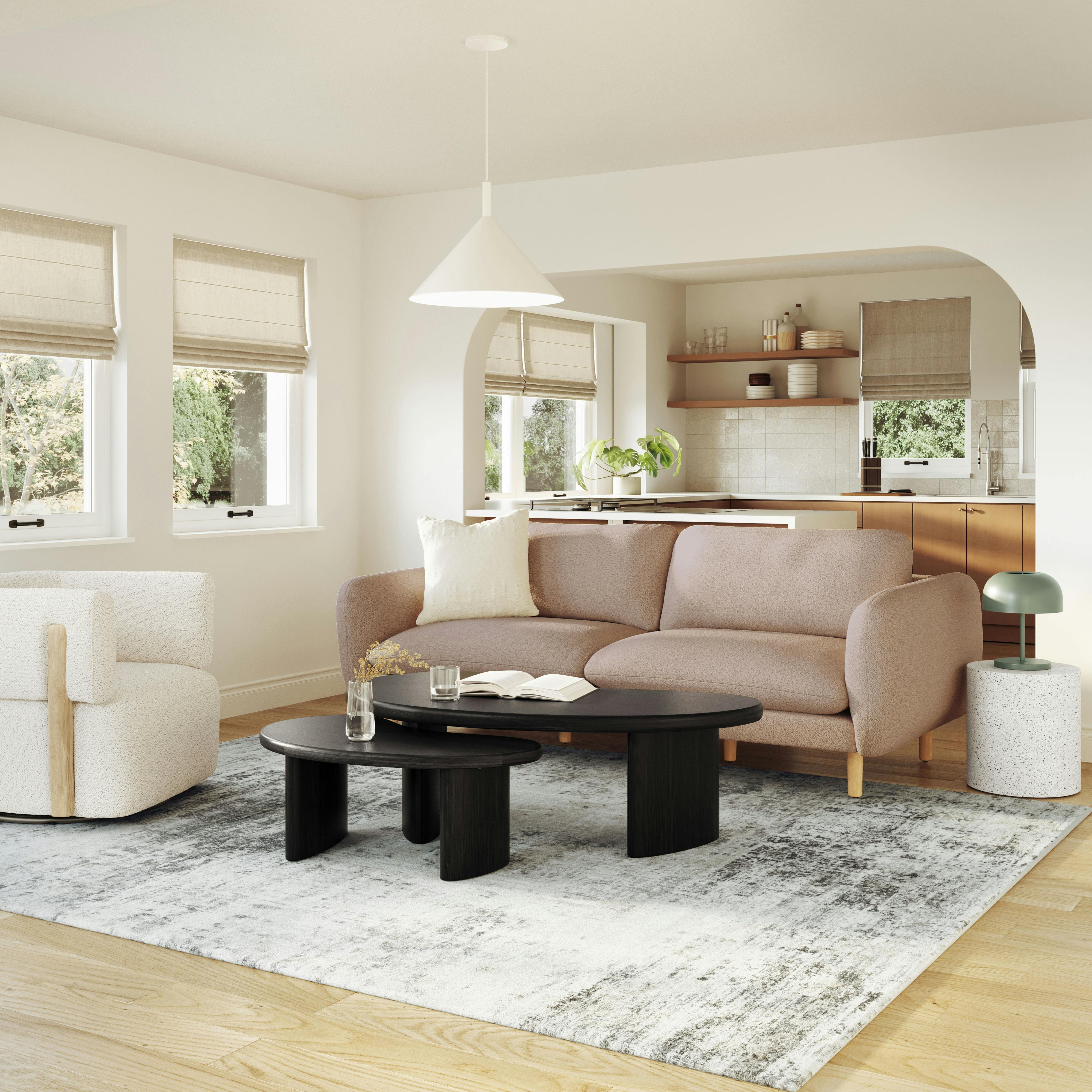 Neah Black Solid Wood Coffee Table Set, Scandinavian Style | Article
