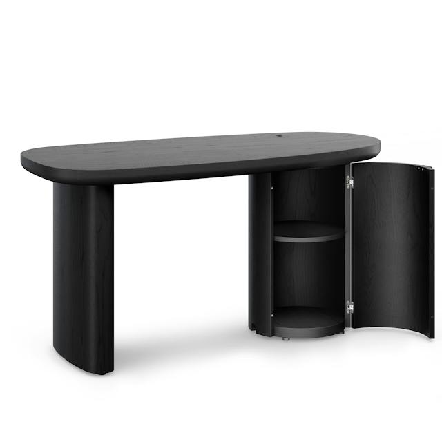 Baarlo Solid Black Wood Computer Desk w/ Storage Cabinet | Article
