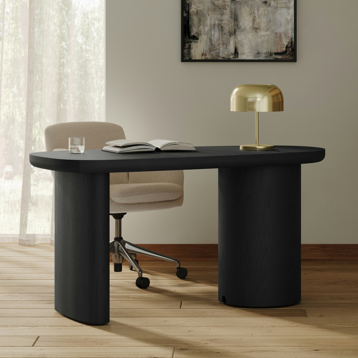 Baarlo Solid Black Wood Computer Desk w/ Storage Cabinet | Article